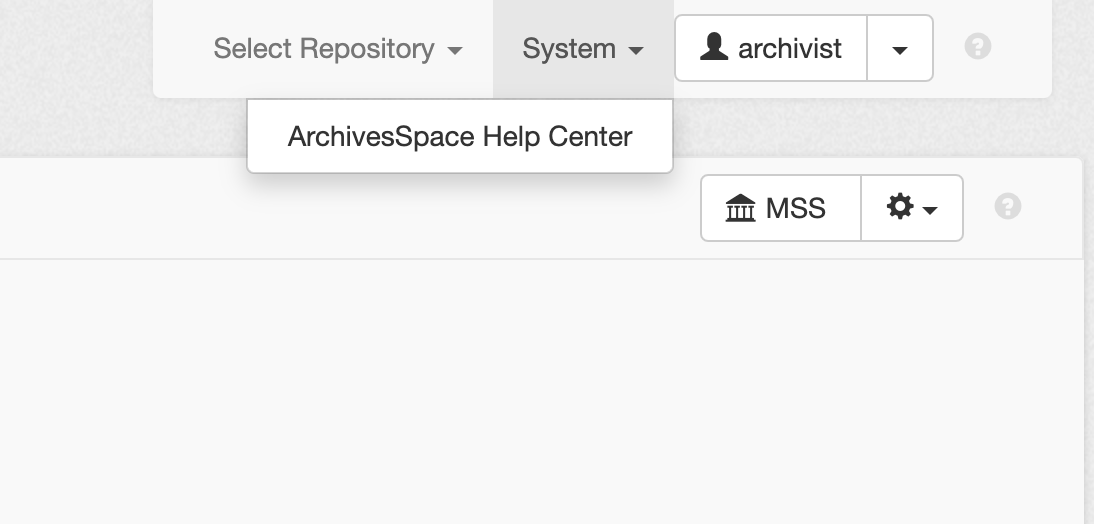 ASpace System Menu