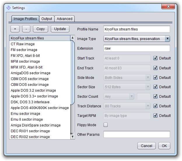 KryoFlux GUI Settings